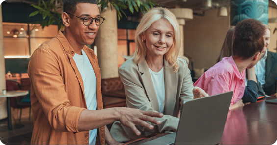 Diverse business people working desktop